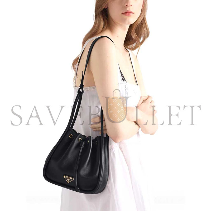 PRADA DARLING LEATHER DRAWSTRING BUCKET BAG 1BE087 (22*21*10.5cm)